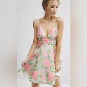 ASOS Floral Organza Pinny Mini Prom Dress mini pinny bodice Dress size 2